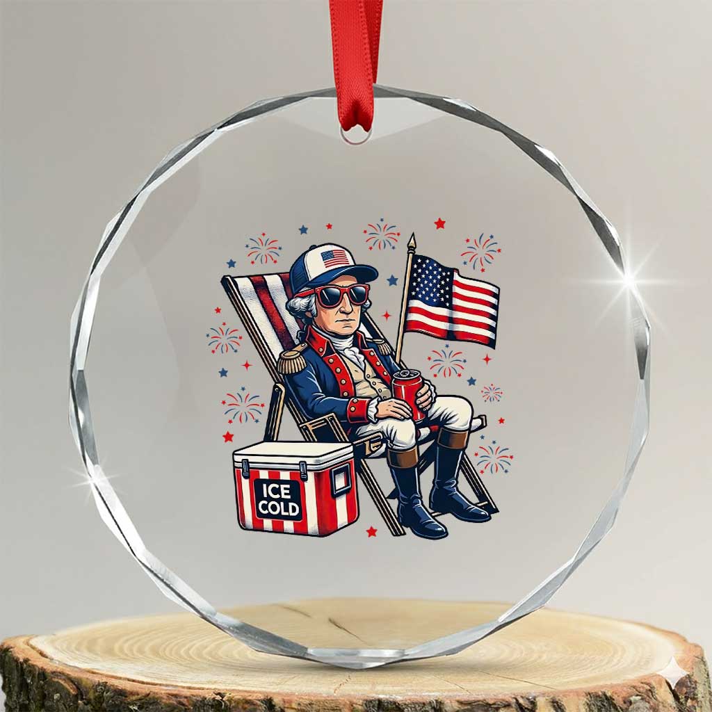 Proud American George Washington Patriotic Crystal Glass Ornament TS12 Transparent Glass 3'' Circle Print Your Wear