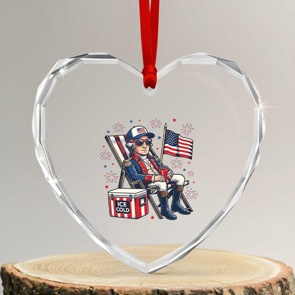 Proud American George Washington Patriotic Heart Crystal Glass Ornament TS12 Transparent Glass 3'' Heart Print Your Wear