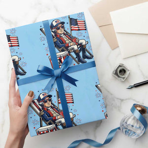 Proud American George Washington Patriotic Wrapping Paper Roll TS12 Light Blue Print Your Wear