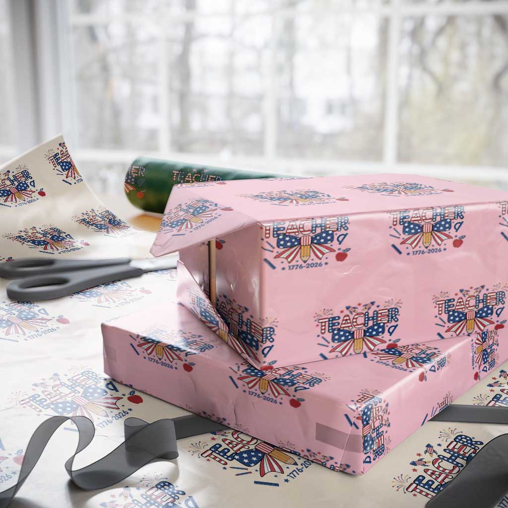 Proud American Teacher 250 Years Wrapping Paper Roll Patriotic Educator Gift TS12 Light Pink Print Your Wear