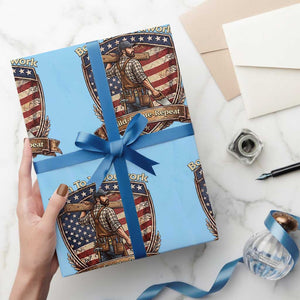 Proud American Woodworker Wrapping Paper Roll Born To Woodwork Patriotic Gift TS12 Light Blue Print Your Wear