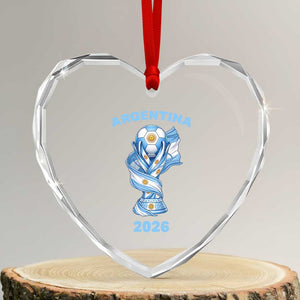 Proud Argentina Soccer 2026 Heart Crystal Glass Ornament World Football Fan Gift