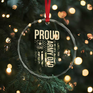 Proud Army Dad Camo American Flag Veteran Gift Crystal Glass Ornament TS14 Print Your Wear