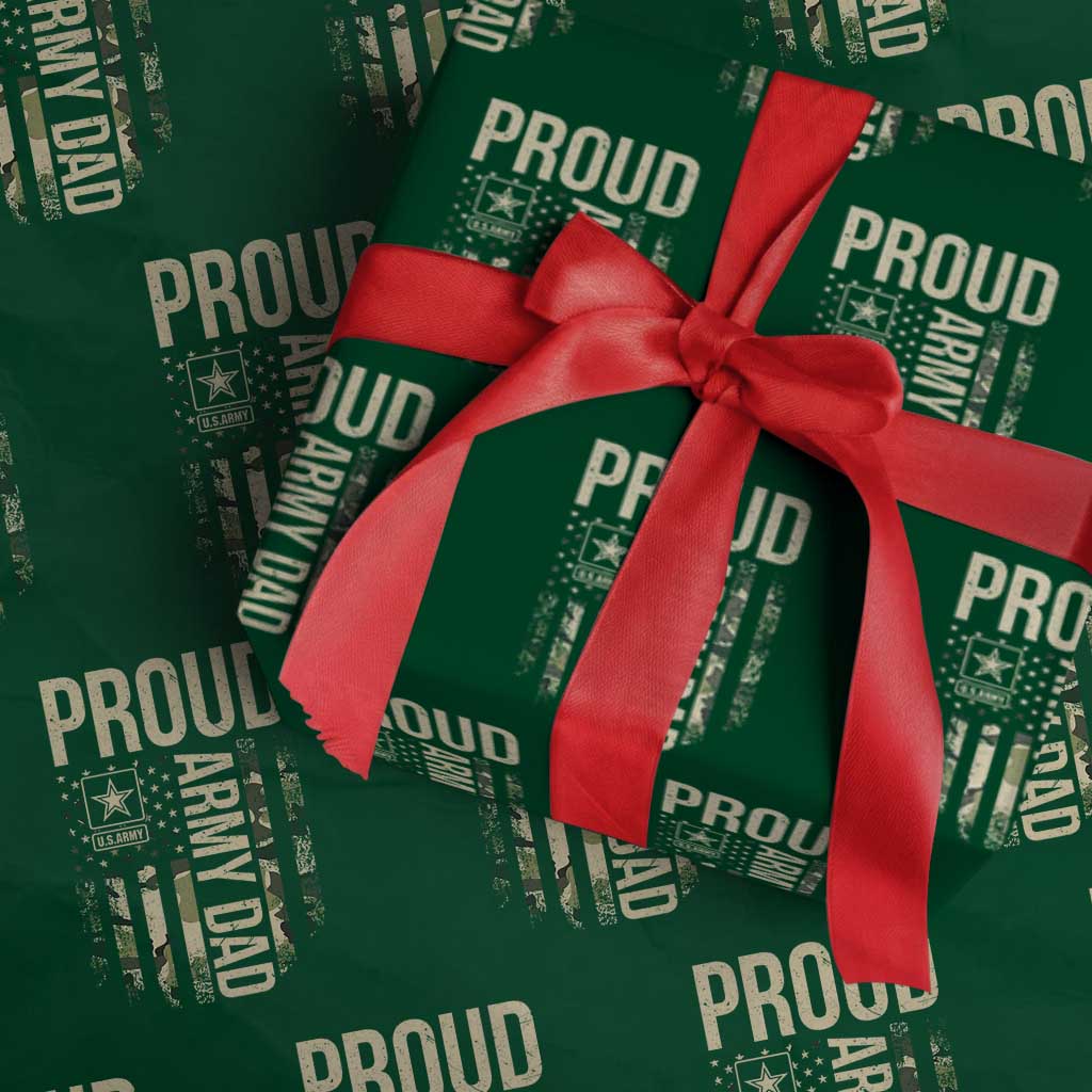 Proud Army Dad Camo American Flag Veteran Gift Wrapping Paper Roll