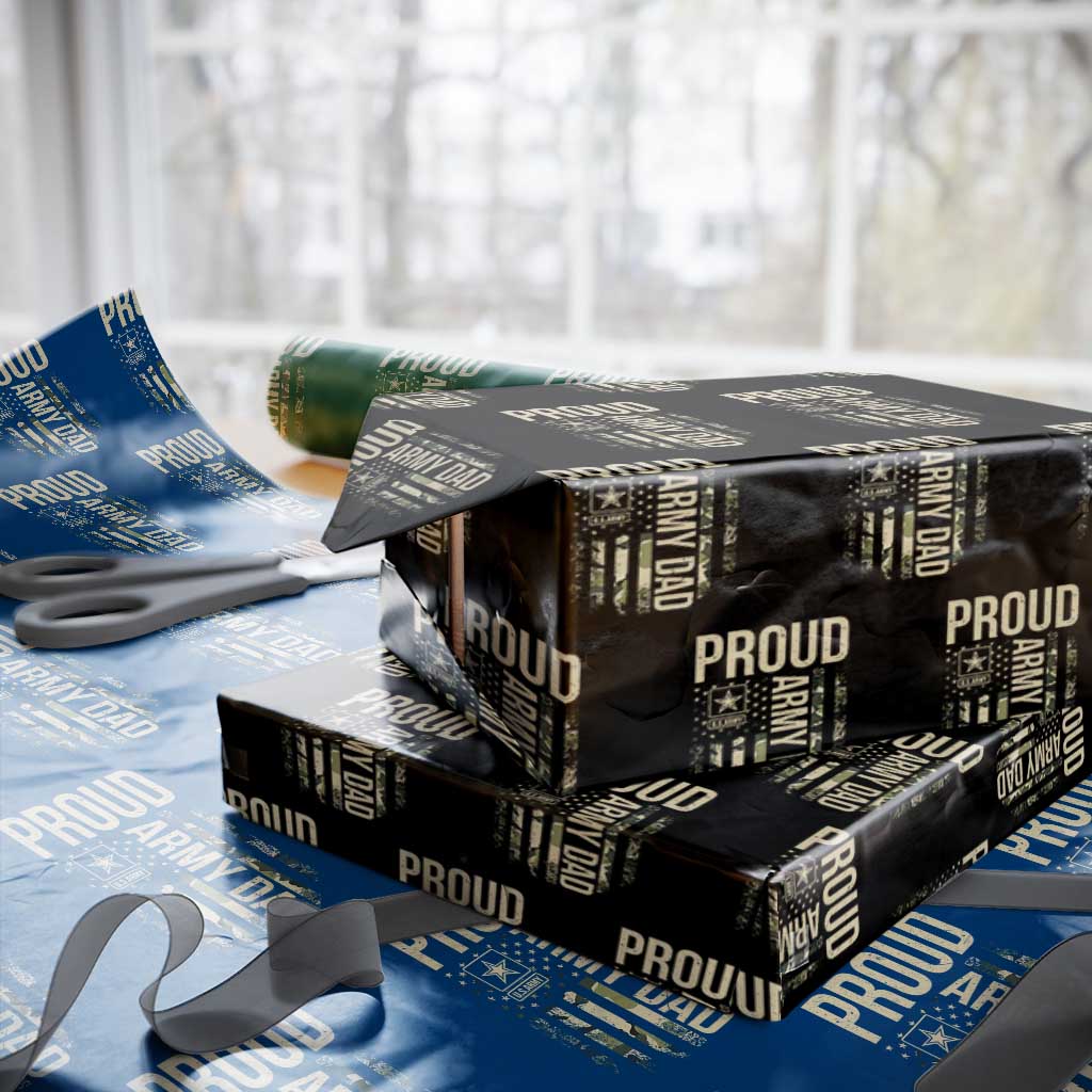 Proud Army Dad Camo American Flag Veteran Gift Wrapping Paper Roll