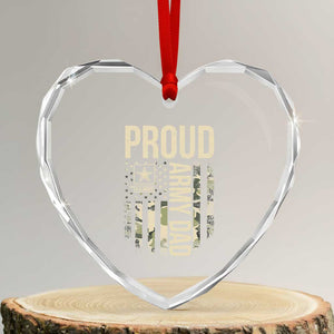 Proud Army Dad Camo American Flag Veteran Gift Heart Crystal Glass Ornament