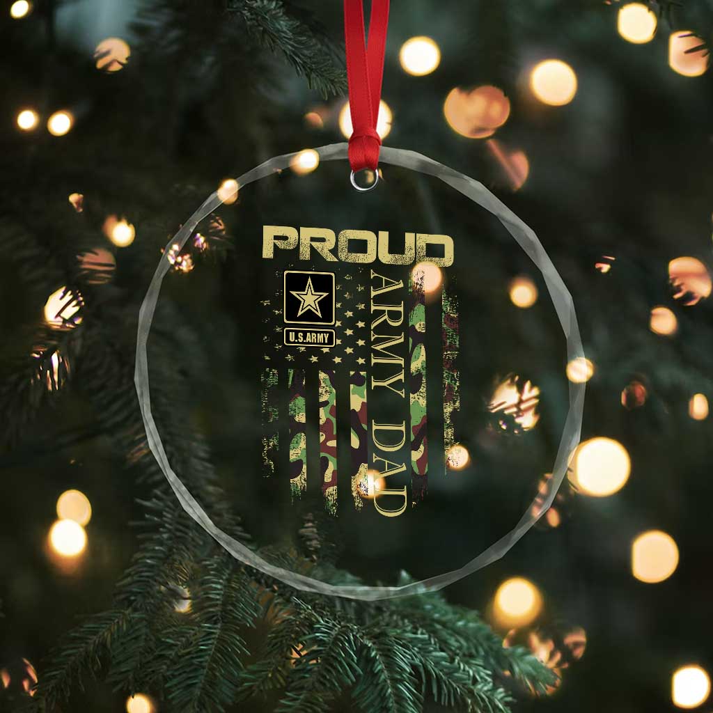Proud Army Dad Crystal Glass Ornament Military Father US Army Camo Flag TS10 Print Your Wear