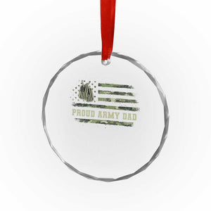 Proud Army Dad Crystal Glass Ornament Vintage Camo American Flag Veteran Father's Day TS11 Print Your Wear