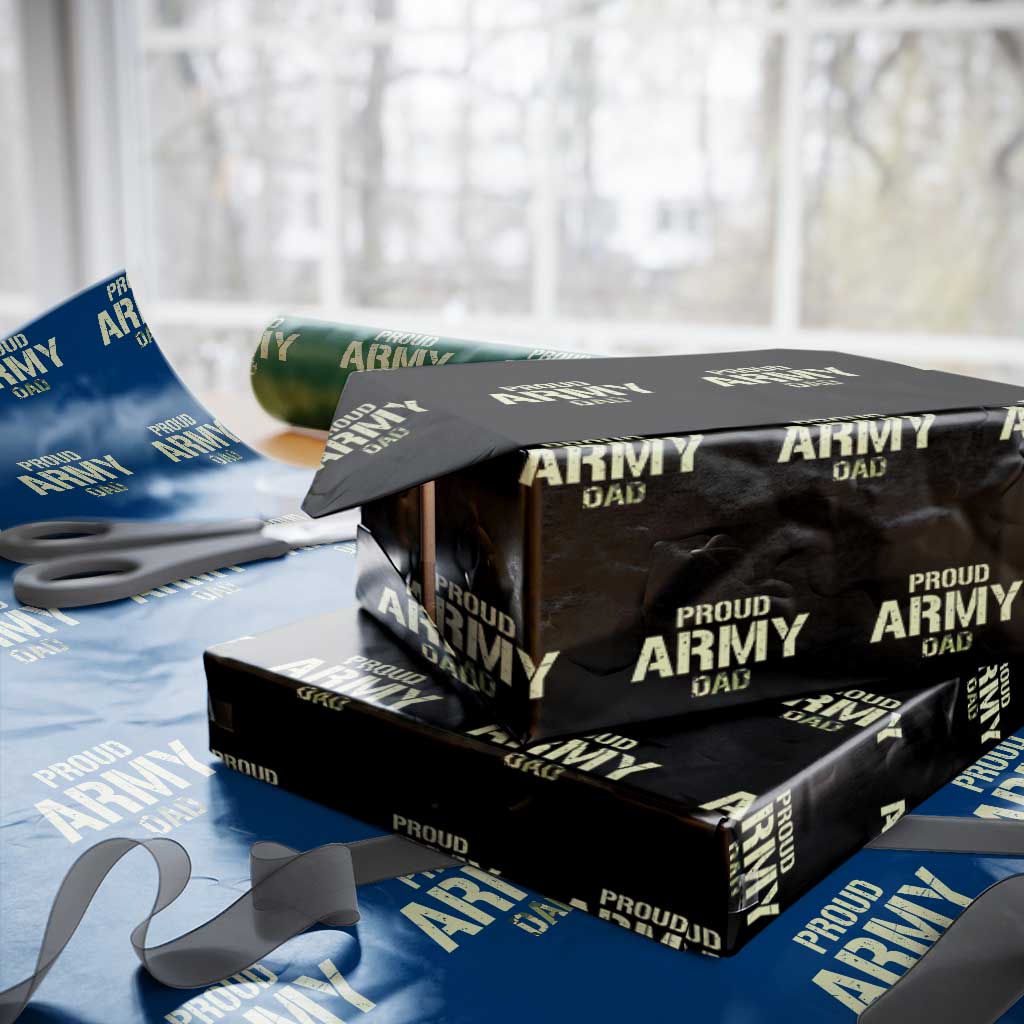Proud Army Dad Wrapping Paper Roll Military Camo American Flag Father's Day