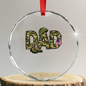 Proud Army Dad USA Flag Camo Crystal Glass Ornament Fathers Day Gift TS12 Transparent Glass 3'' Circle Print Your Wear