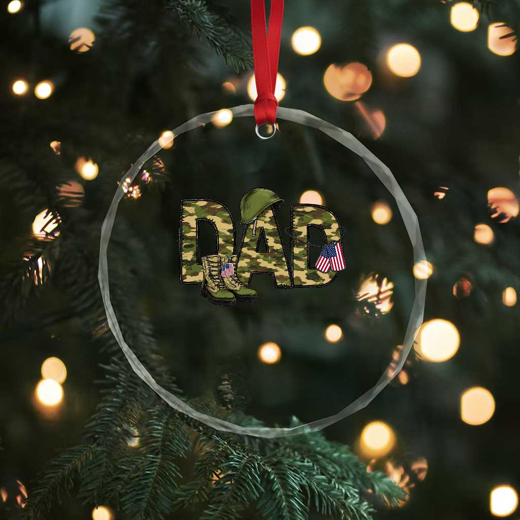 Proud Army Dad USA Flag Camo Crystal Glass Ornament Fathers Day Gift TS12 Print Your Wear