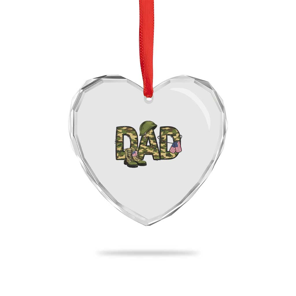 Proud Army Dad USA Flag Camo Heart Crystal Glass Ornament Fathers Day Gift TS12 Print Your Wear