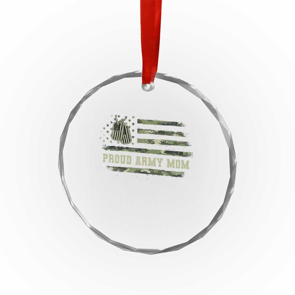 Proud Army Mom Crystal Glass Ornament Vintage Camo American Flag Veteran Mother's Day TS11 Print Your Wear
