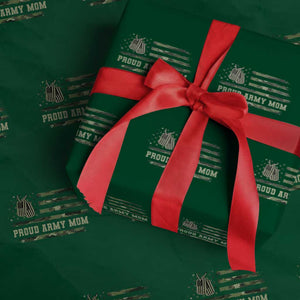 Proud Army Mom Wrapping Paper Roll Vintage Camo American Flag Veteran Mother's Day TS11 Green Print Your Wear