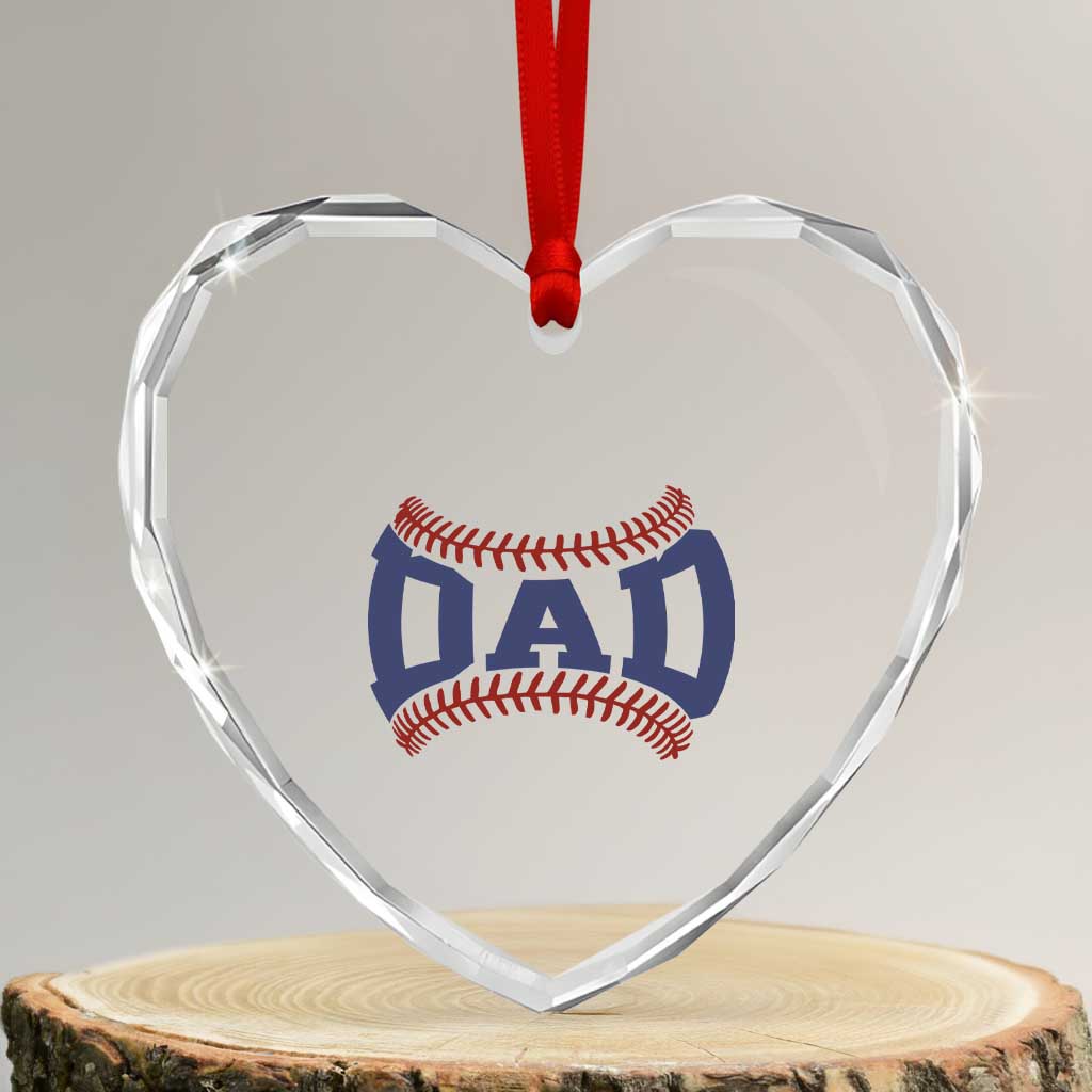 Proud Baseball Dad Heart Crystal Glass Ornament Game Day Gift For Him TS12 Transparent Glass 3'' Heart Print Your Wear