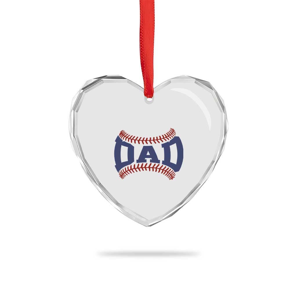 Proud Baseball Dad Heart Crystal Glass Ornament Game Day Gift For Him TS12 Print Your Wear