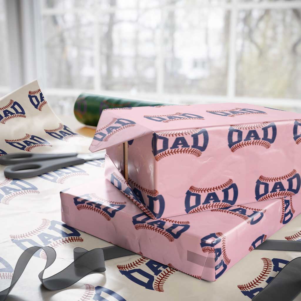 Proud Baseball Dad Wrapping Paper Roll Game Day Gift For Him TS12 Light Pink Print Your Wear
