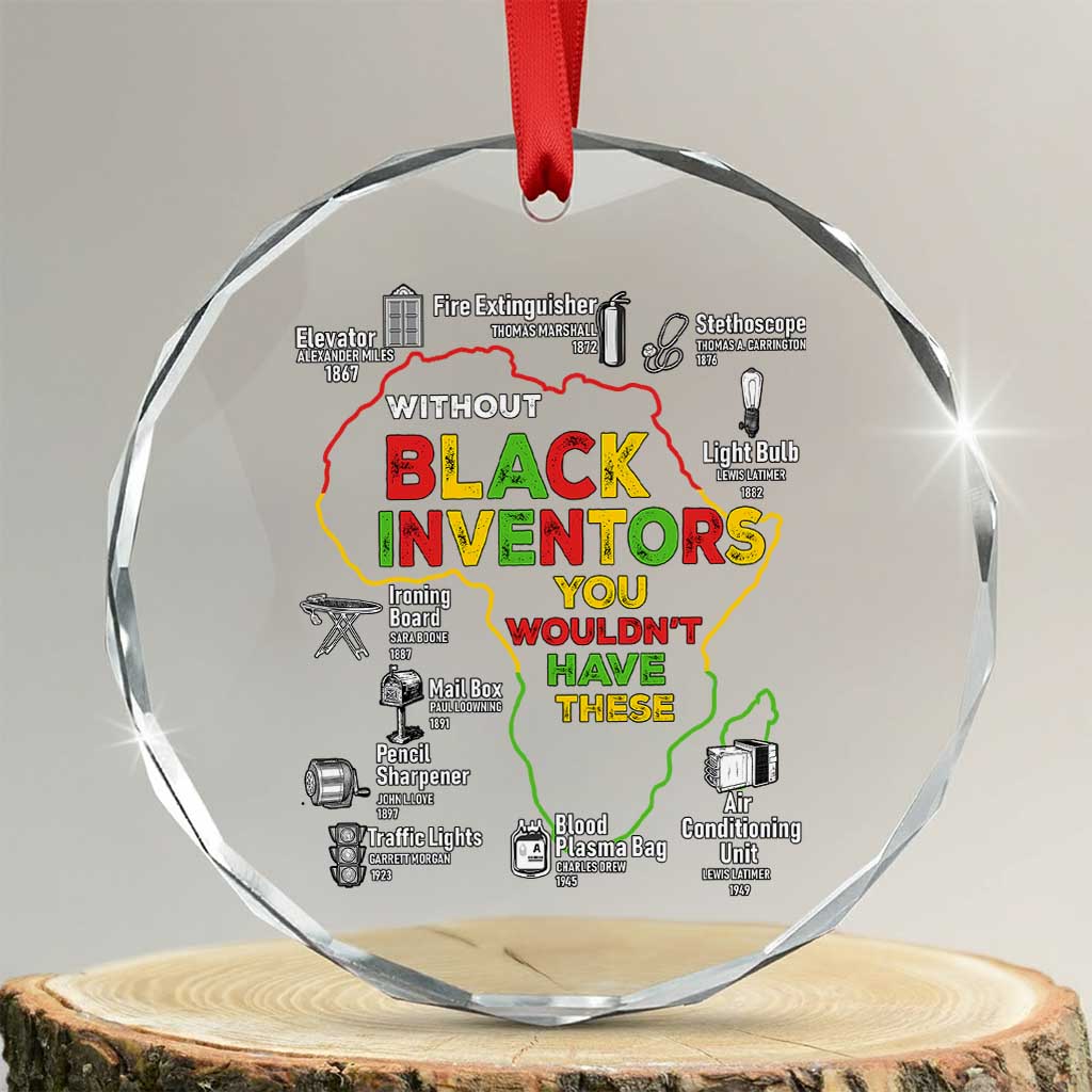 Proud Black Inventors Crystal Glass Ornament Black History Month African American Pride TS02 Transparent Glass 3'' Circle Print Your Wear