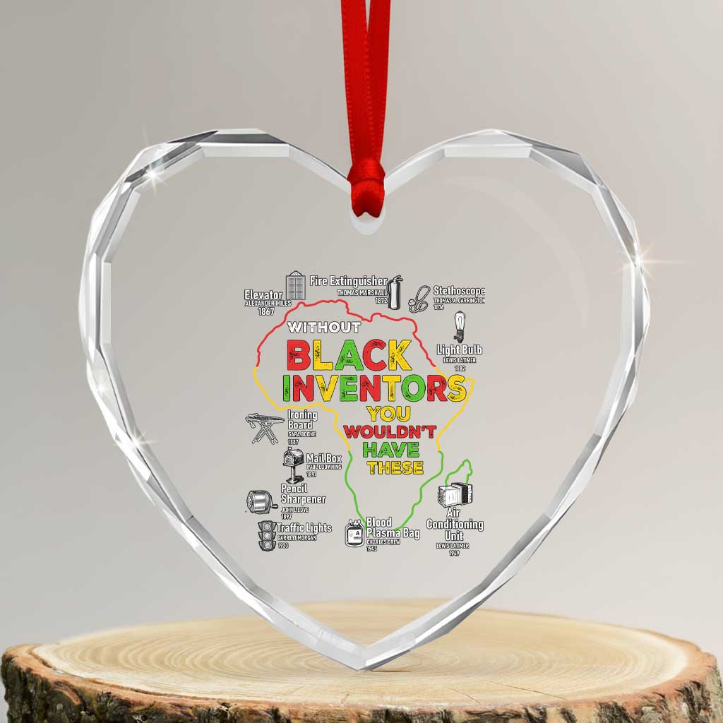 Proud Black Inventors Heart Crystal Glass Ornament Black History Month African American Pride TS02 Transparent Glass 3'' Heart Print Your Wear