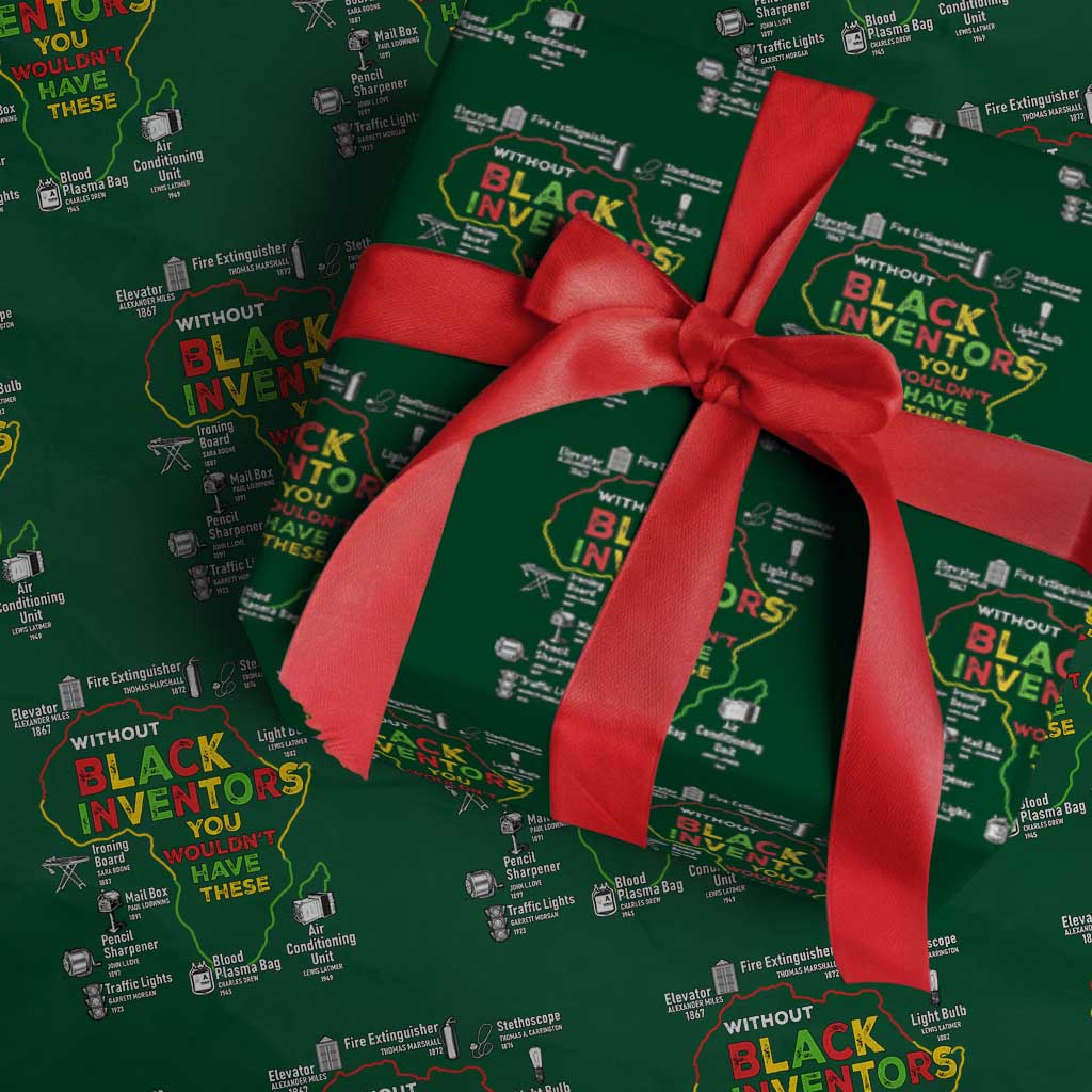 Proud Black Inventors Wrapping Paper Roll Black History Month African American Pride TS02 Green Print Your Wear