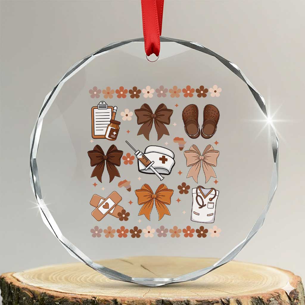 Proud Black Nurse Crystal Glass Ornament Gift For African Nurse Black History TS12 Transparent Glass 3'' Circle Print Your Wear