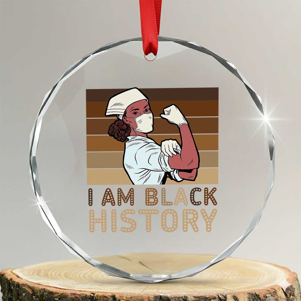 Proud Black Nurse Crystal Glass Ornament I Am Black History TS12 Transparent Glass 3'' Circle Print Your Wear