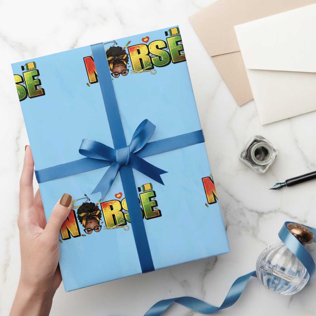 Proud Black Nurse Wrapping Paper Roll Black History Month Healthcare Gift TS12 Light Blue Print Your Wear