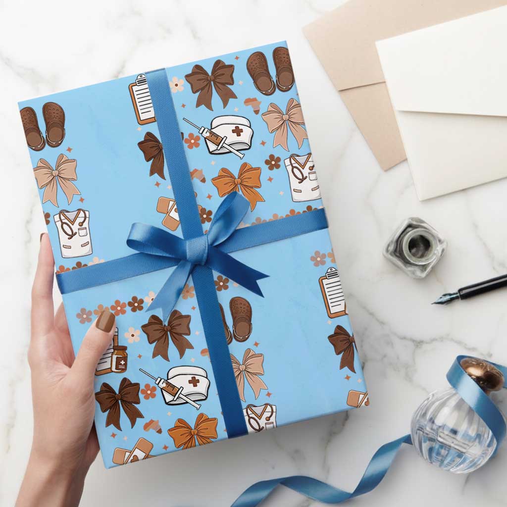 Proud Black Nurse Wrapping Paper Roll Gift For African Nurse Black History TS12 Light Blue Print Your Wear