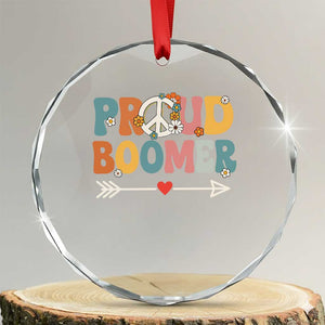 Proud Boomer Crystal Glass Ornament Boomers Generation Peace Sign Hippie 50s 60s TS10 Transparent Glass 3'' Circle Print Your Wear