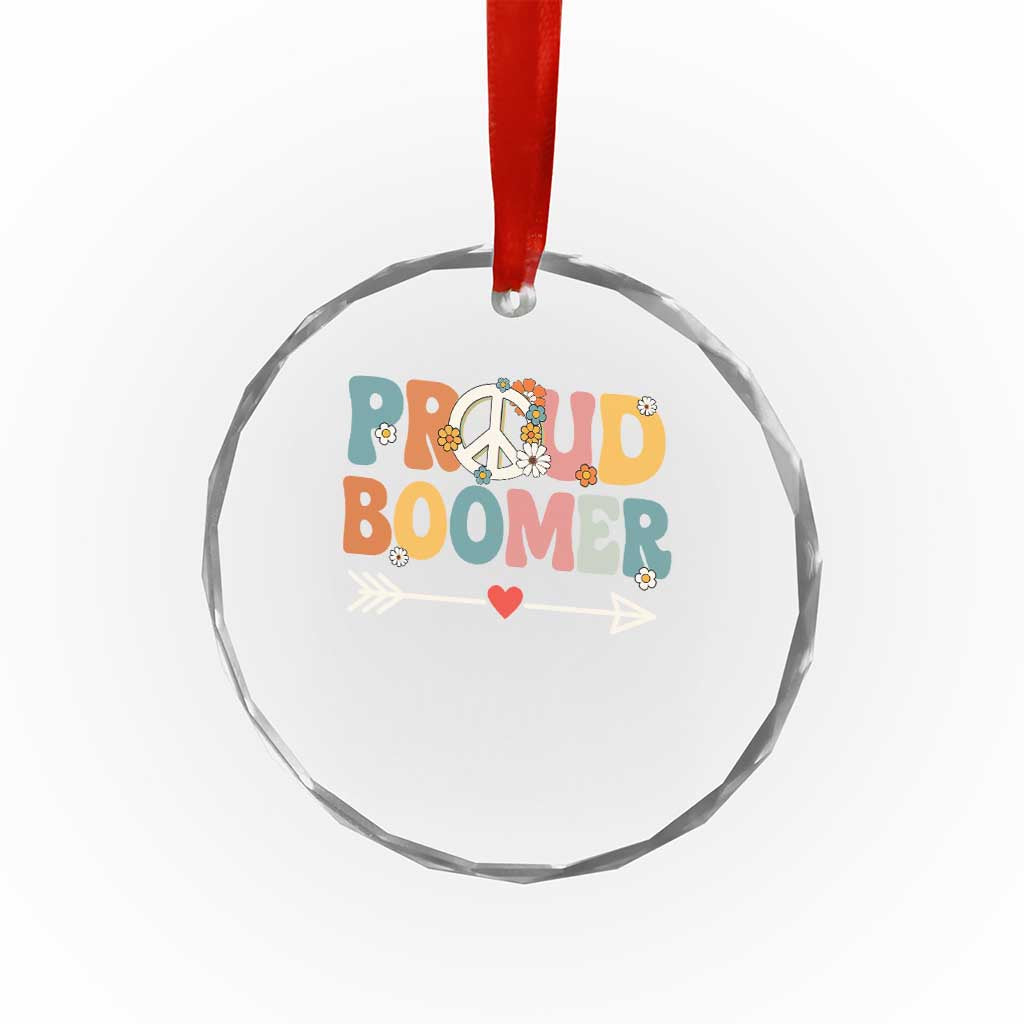 Proud Boomer Crystal Glass Ornament Boomers Generation Peace Sign Hippie 50s 60s TS10 Print Your Wear