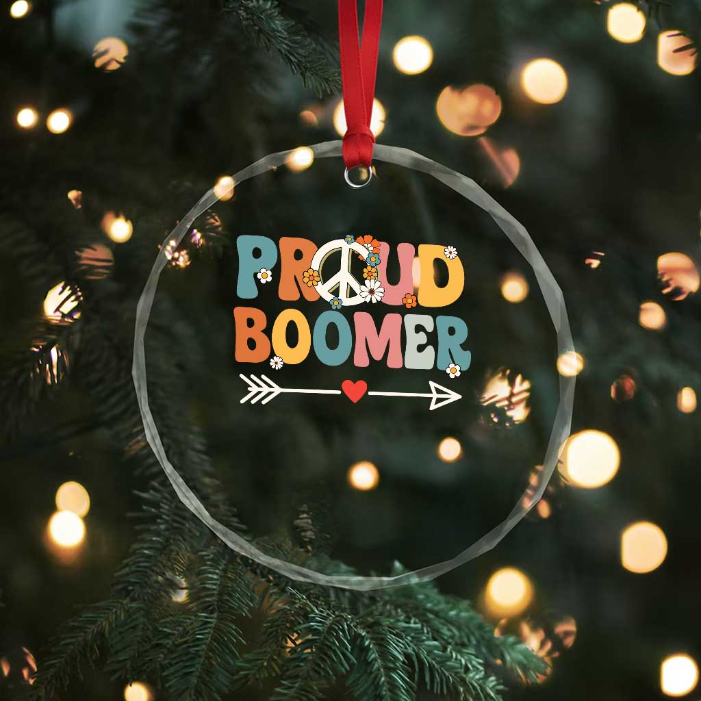 Proud Boomer Crystal Glass Ornament Boomers Generation Peace Sign Hippie 50s 60s TS10 Print Your Wear