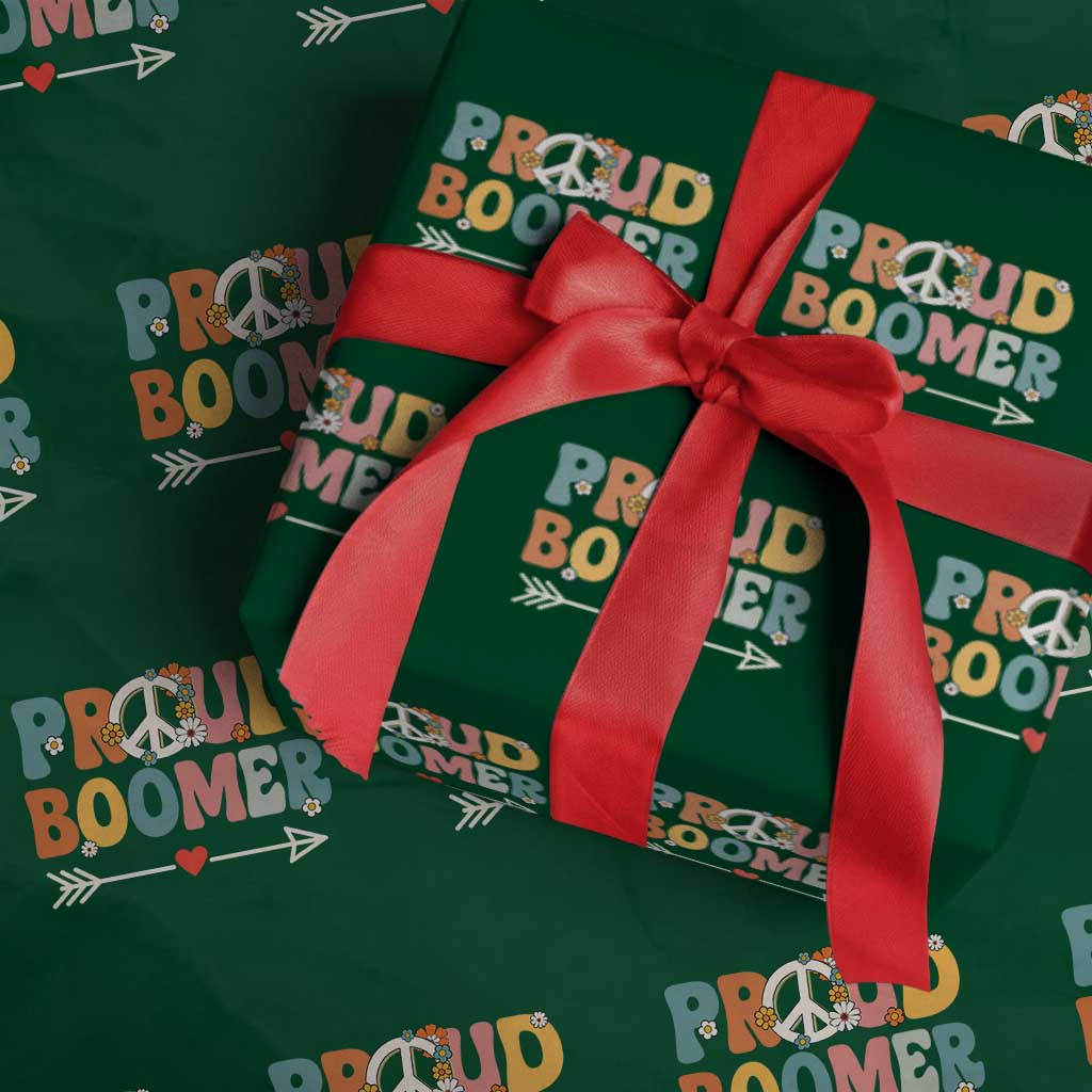 Proud Boomer Wrapping Paper Roll Boomers Generation Peace Sign Hippie 50s 60s TS10 Green Print Your Wear