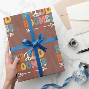 Proud Boomer Wrapping Paper Roll Boomers Generation Peace Sign Hippie 50s 60s TS10 Mocha Print Your Wear