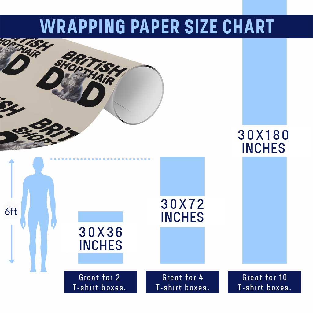 Proud British Shorthair Dad Wrapping Paper Roll Cute Cat Fathers Day Gift TS12 Print Your Wear