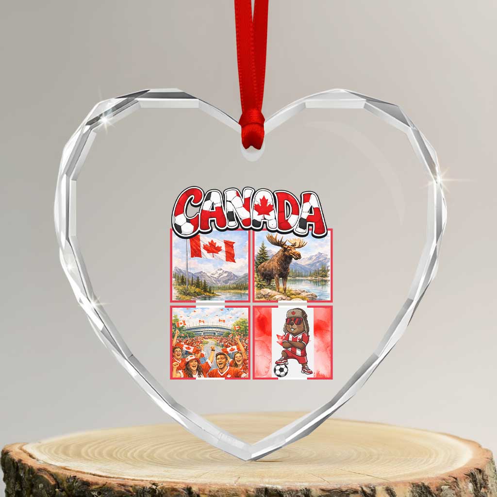 Proud Canada National Soccer Fan 2026 Gift Heart Crystal Glass Ornament TS12 Transparent Glass 3'' Heart Print Your Wear