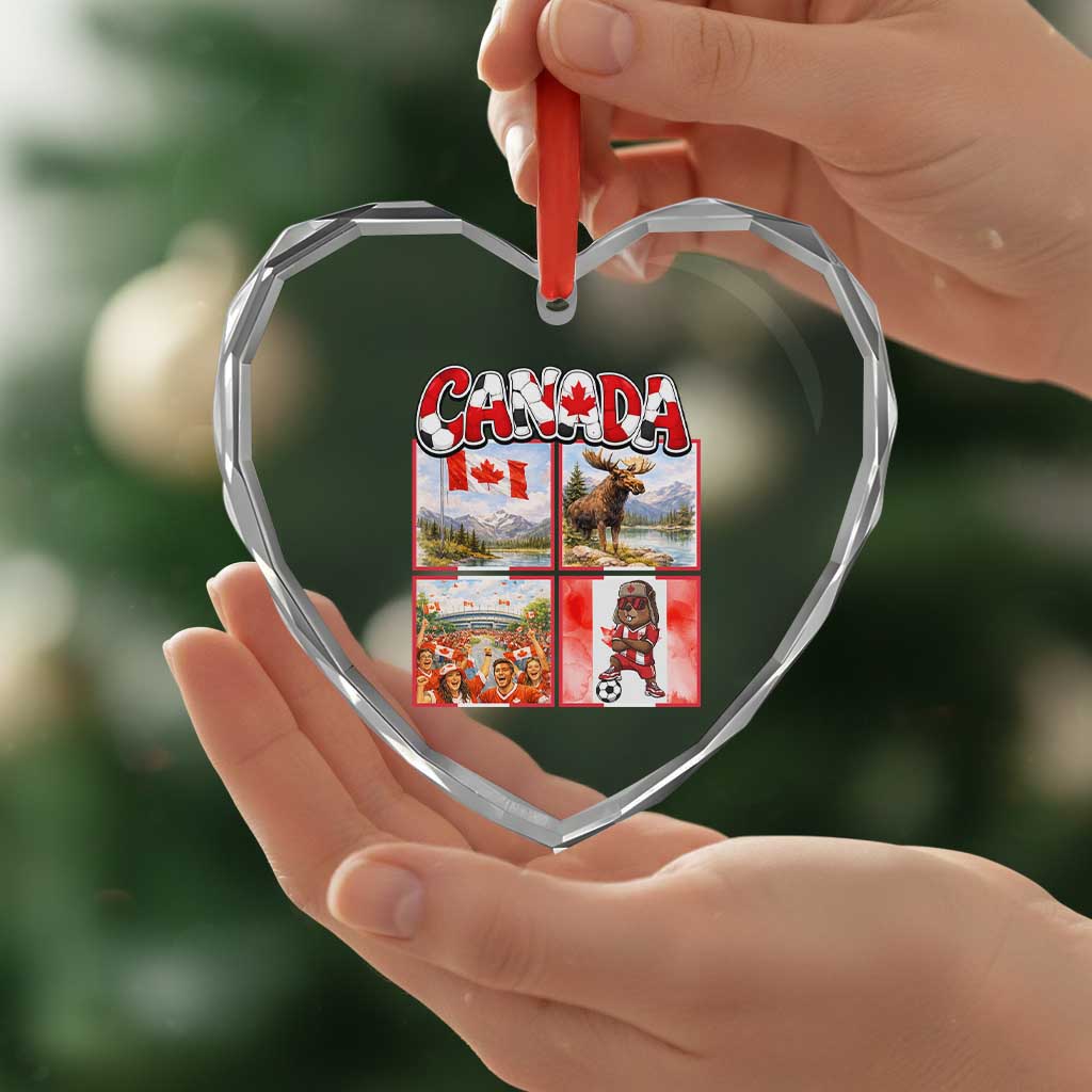 Proud Canada National Soccer Fan 2026 Gift Heart Crystal Glass Ornament TS12 Print Your Wear