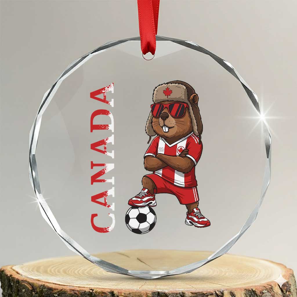 Proud Canada Soccer Beaver Crystal Glass Ornament Funny Football Fan Gift TS12 Transparent Glass 3'' Circle Print Your Wear