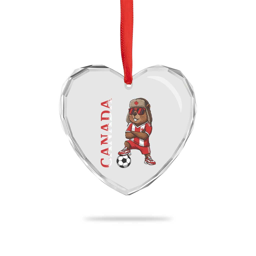 Proud Canada Soccer Beaver Heart Crystal Glass Ornament Funny Football Fan Gift TS12 Print Your Wear