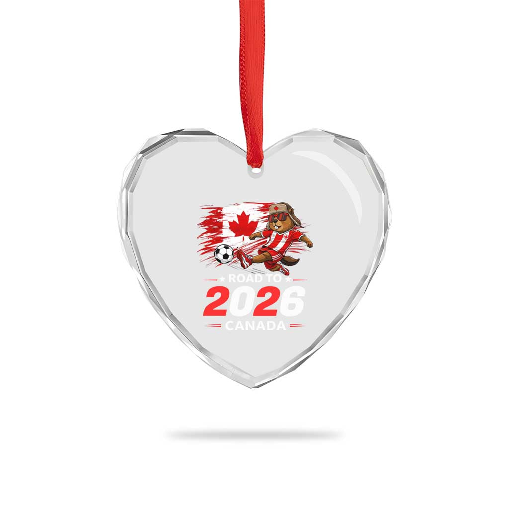 Proud Canada Soccer Beaver Heart Crystal Glass Ornament Road To 2026 TS12 Print Your Wear