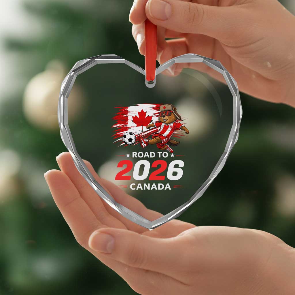 Proud Canada Soccer Beaver Heart Crystal Glass Ornament Road To 2026 TS12 Print Your Wear