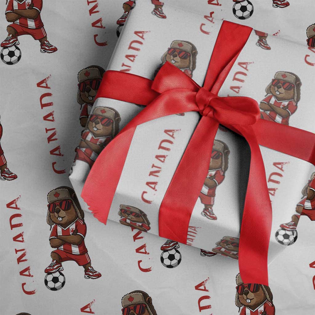 Proud Canada Soccer Beaver Wrapping Paper Roll Funny Football Fan Gift TS12 White Print Your Wear
