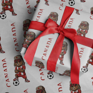 Proud Canada Soccer Beaver Wrapping Paper Roll Funny Football Fan Gift TS12 White Print Your Wear