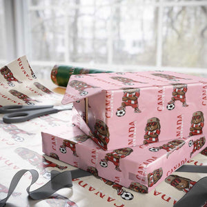 Proud Canada Soccer Beaver Wrapping Paper Roll Funny Football Fan Gift TS12 Light Pink Print Your Wear