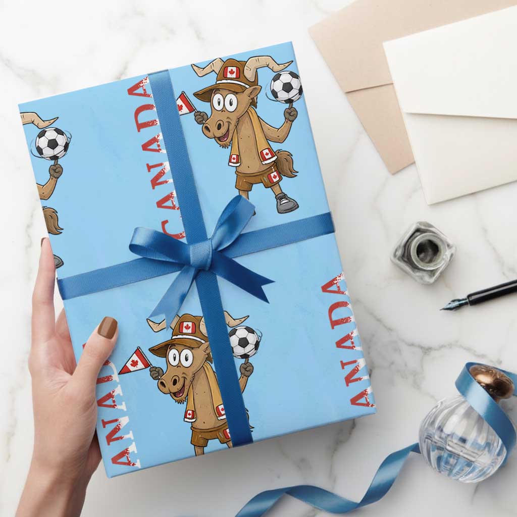 Proud Canada Soccer Moose Wrapping Paper Roll Canadian Football Fan TS12 Light Blue Print Your Wear