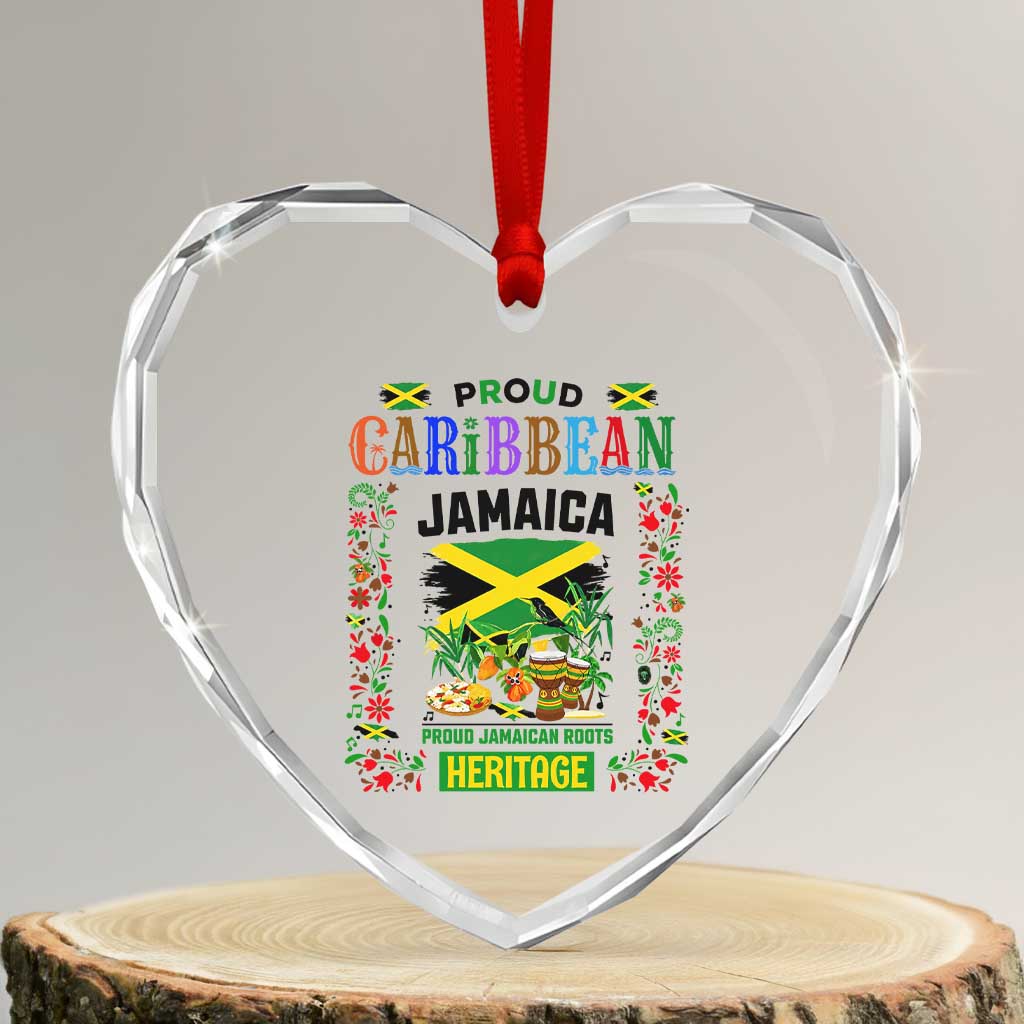 Proud Caribbean Jamaica Heritage Heart Crystal Glass Ornament Jamaican Roots and Island Culture TS02 Transparent Glass 3'' Heart Print Your Wear