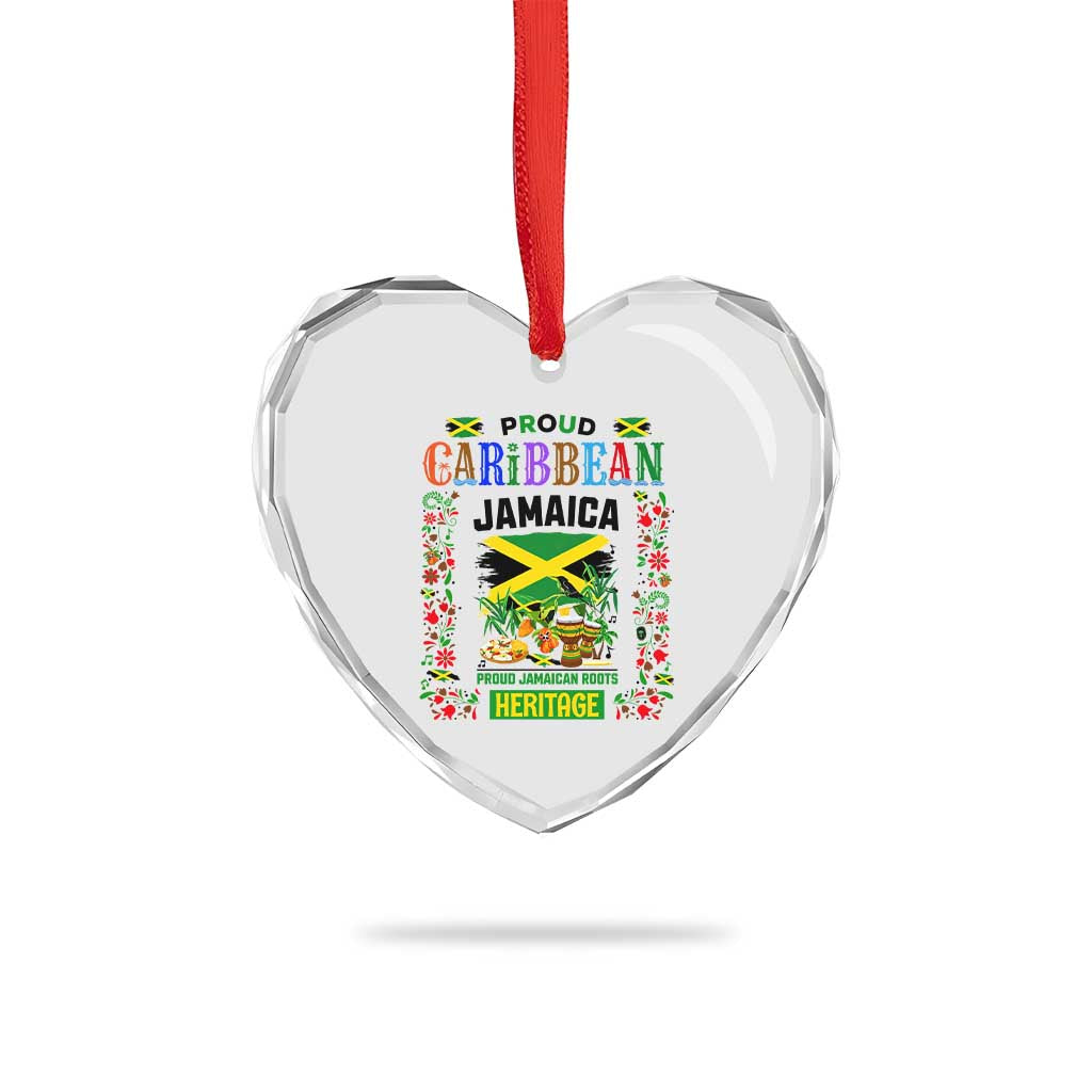 Proud Caribbean Jamaica Heritage Heart Crystal Glass Ornament Jamaican Roots and Island Culture TS02 Print Your Wear