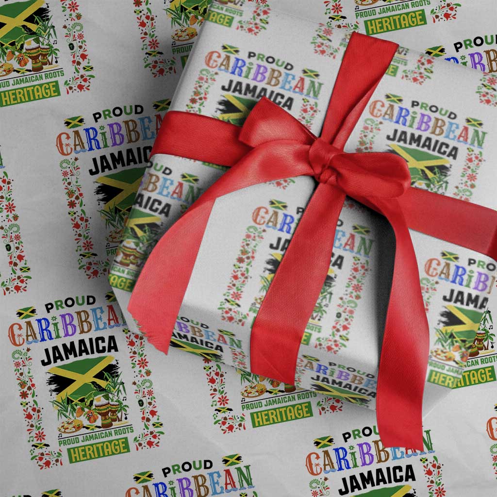 Proud Caribbean Jamaica Heritage Wrapping Paper Roll Jamaican Roots and Island Culture TS02 White Print Your Wear