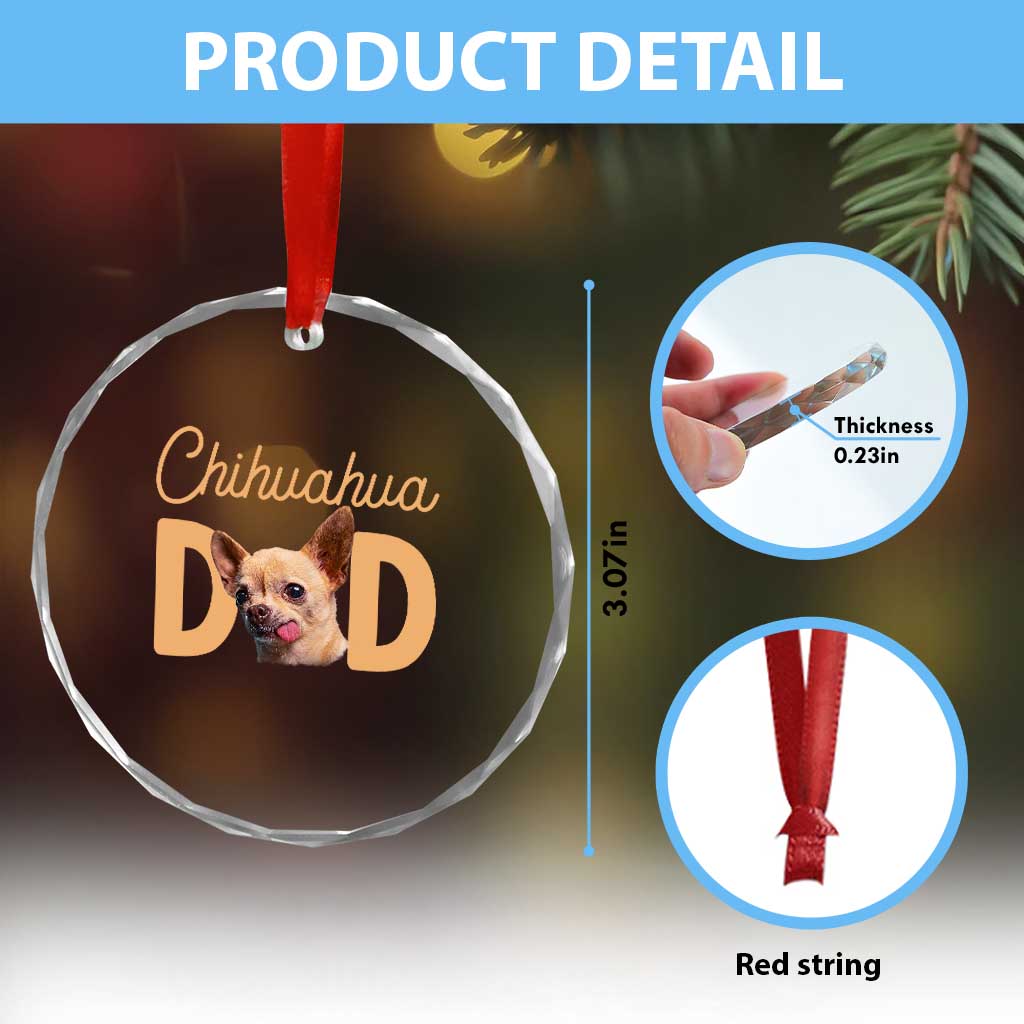Proud Chihuahua Dad Crystal Glass Ornament Ankle Biter Dog Lover TS12 Print Your Wear