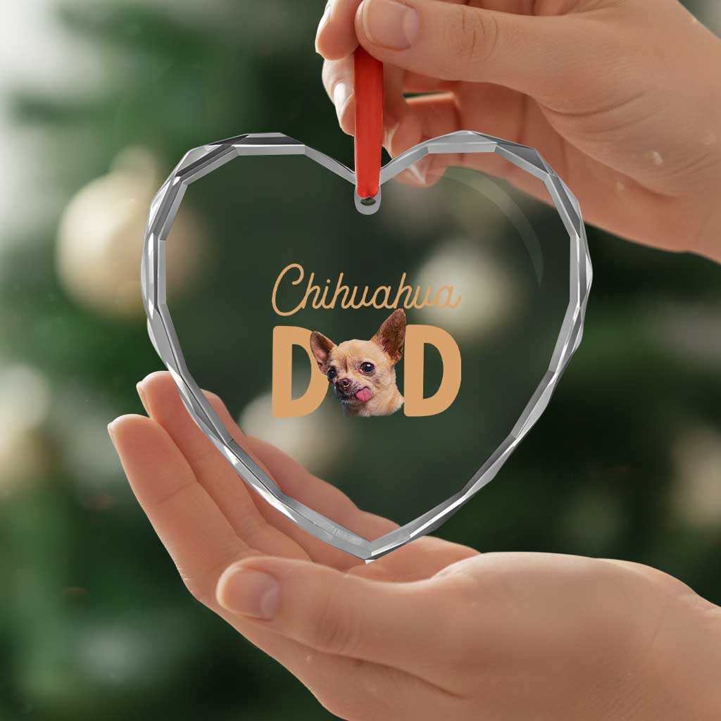Proud Chihuahua Dad Heart Crystal Glass Ornament Ankle Biter Dog Lover TS12 Print Your Wear