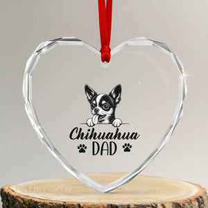 Proud Chihuahua Dad Heart Crystal Glass Ornament Dog Lover Gift Idea TS12 Transparent Glass 3'' Heart Print Your Wear